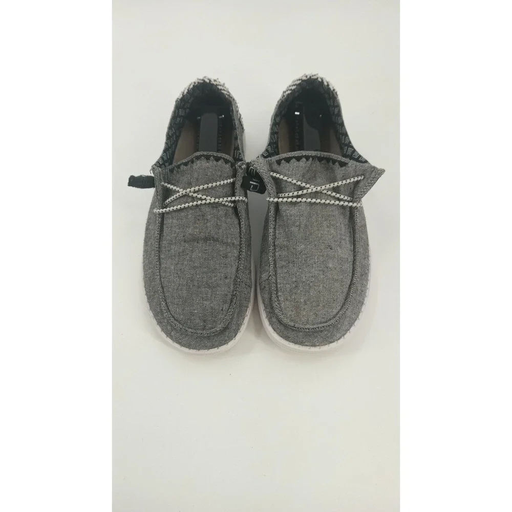 Hey Dude Wendy Chambray Onyx Grey Black Slip On Loafers Shoes Womens 7 121414203